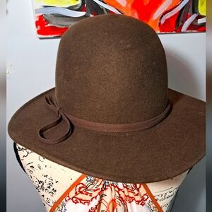 Vintage Brown Wide-Brim Felt Hat